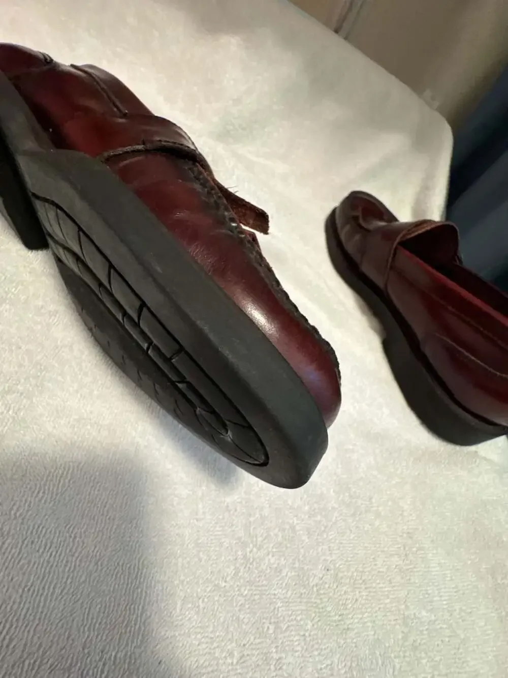 G.H. Bass & Co. Burgundy Leather Kiltie Monk Strap Loafers Made in USA